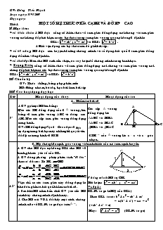 Tiết 1 Một số hệ thức giữa cạnh và đường cao