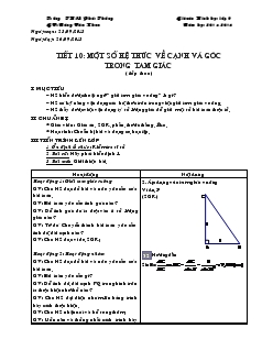 Tiết 10: Một số hệ thức về cạnh và góc trong tam giác (tiếp theo)