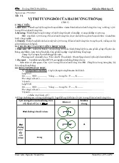 Tiết 31: Vị trí tương đối của hai đường tròn (tt)