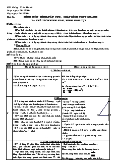 Tiết 61 Hình nón - Hình nón cụt . Diện tích xung quanh và thể tích hình nón, hình nón cụt