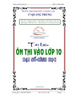 Toán ôn thi vào lớp 10 - Lê Hồng Lĩnh