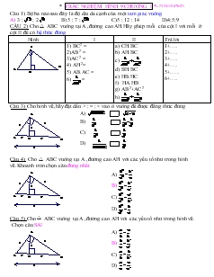 Trắc nghiệm hình 9 Chương I