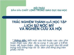 Trắc nghiệm thành quả học tập lịch sử nước Mỹ và nghiên cứu xã hội