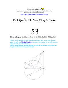 Tư liệu ôn thi vào chuyên Toán