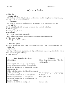 Bài giảng Môn Vật lý lớp 7 - Tiết 12 - Độ cao của âm (tiết 3)