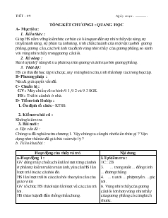 Bài giảng Môn Vật lý lớp 7 - Tiết 9 - Tổng kết chương I : Quang học (tiết 2)