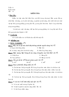Bài giảng Môn Vật lý lớp 7 - Tuần 11 - Tiết : 11 - Kiểm tra (tiếp)