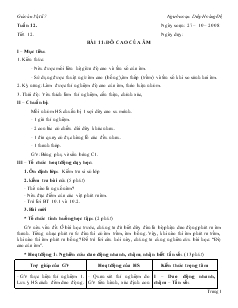 Bài giảng Môn Vật lý lớp 7 - Tuần 12 - Tiết 12 - Bài 11: Độ cao của âm (tiết 2)