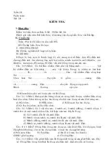 Bài giảng Môn Vật lý lớp 7 - Tuần 28 - Tiết 28 - Kiểm tra