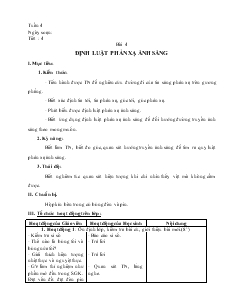 Bài giảng Môn Vật lý lớp 7 - Tuần 4 - Tiết : 4 - Bài 4 - Định luật phản xạ ánh sáng (tiết 4)