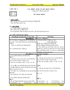 Chủ đề 1: Các phép tính về số thập phân