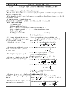 Chủ đề VIII Phương trình bậc hai