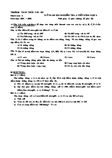 Đề kiểm tra 1 tiết chương 1 Hình học 6 Trường THCS Trần Văn Ơn