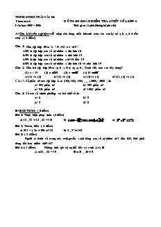 Đề kiểm tra 1 tiết chương 1 Số học 6 Bài 1 Trường THCS Trần Văn Ơn