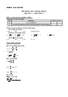 Đề kiểm tra 1 tiết Đại số 7 Chương I Trường THCS Đức Trí