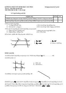 Đề kiểm tra 1 tiết Hình học 7 Chương I Trường THCS Chu Văn An