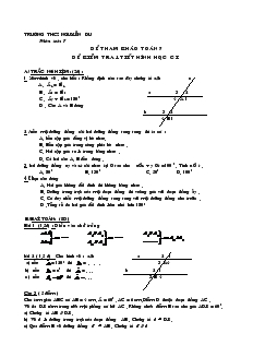 Đề kiểm tra 1 tiết Hình học 7 Chương I Trường THCS Nguyễn Du