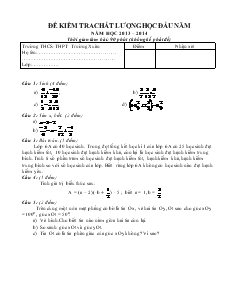 Đề kiểm tra chất lượng học đầu năm năm học 2013 – 2014