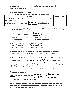Đề kiểm tra chương III Đại Số Lớp 9 Trường THCS Đồng Khởi