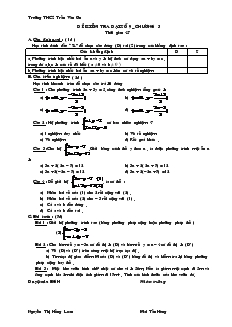Đề kiểm tra chương III Đại Số Lớp 9 Trường THCS Trần Văn Ơn
