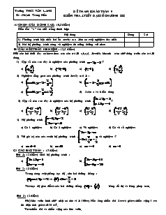 Đề kiểm tra chương III Đại Số Lớp 9 Trường THCS Văn Lang