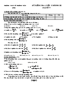 Đề kiểm tra chương III Đại Số Lớp 9 Trường THCS Võ Trường Toản
