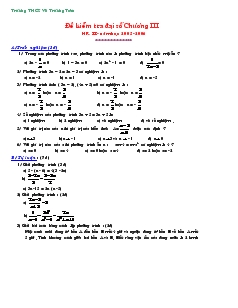 Đề kiểm tra Chương III môn Đại số Lớp 8 Trường THCS Võ Trường Toản