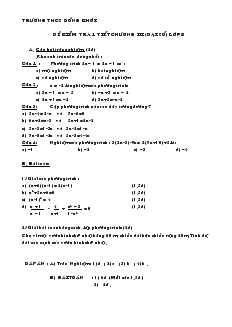 Đề kiểm tra Chương III môn Đại số Lớp 8 Trường THCS Đồng Khởi
