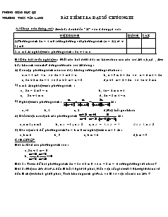 Đề kiểm tra Chương III môn Đại số Lớp 8 Trường THCS Văn Lang