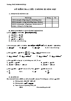 Đề kiểm tra Chương III môn Hình học Lớp 8 Trường THCS Minh Đức