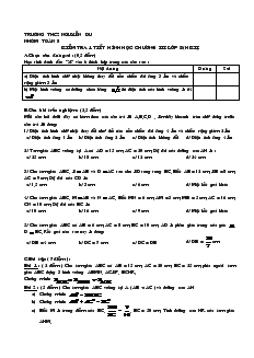 Đề kiểm tra Chương III môn Hình học Lớp 8 Trường THCS Nguyễn Du