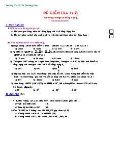 Đề kiểm tra Chương III môn Hình học Lớp 8 Trường THCS Võ Trường Toản