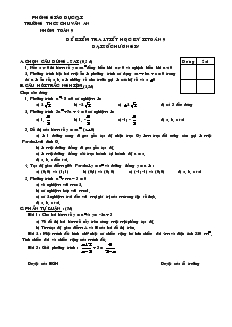 Đề kiểm tra chương IV Đại số Lớp 9 Trường THCS Chu Văn An