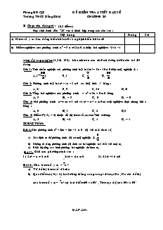 Đề kiểm tra chương IV Đại số Lớp 9 Trường THCS Đồng Khởi
