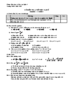Đề kiểm tra chương IV Đại số Lớp 9 Trường THCS Đức Trí