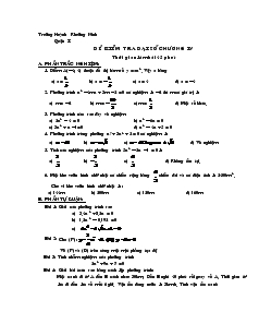 Đề kiểm tra chương IV Đại số Lớp 9 Trường THCS Khuỳnh Khương Ninh