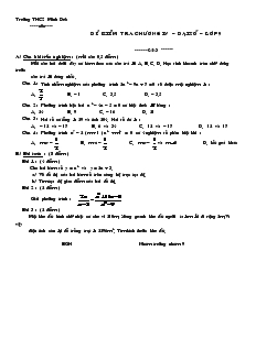 Đề kiểm tra chương IV Đại số Lớp 9 Trường THCS Minh Đức