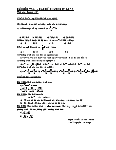 Đề kiểm tra chương IV Đại số Lớp 9 Trường THCS Nguyễn Du