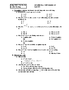 Đề kiểm tra chương IV Đại số Lớp 9 Trường THCS Trần Văn Ơn