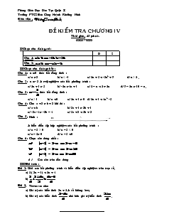 Đề kiểm tra Chương IV môn Đại số Lớp 8 Trường THCS Khuỳnh Khương Ninh