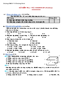 Đề kiểm tra Chương IV môn Hình học Lớp 8 Trường THCS Võ Trường Toản