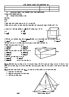 Đề kiểm tra Chương IV môn Hình học Lớp 8 Trường THCS Minh Đức