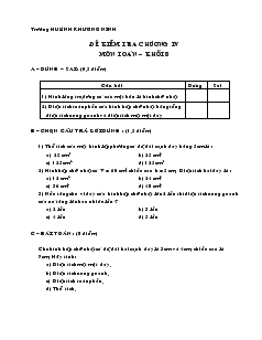 Đề kiểm tra Chương IV môn Hình học Lớp 8 Trường THCS Khuỳnh Khương Ninh