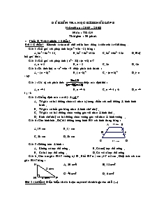 Đề kiểm tra học kì I khối lớp 8 năm học : 2007 - 2008 môn: Toán