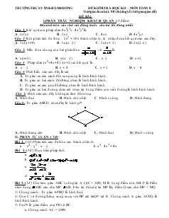 Đề kiểm tra học kì I môn Toán 8 trường THCS Vân Khánh Đông