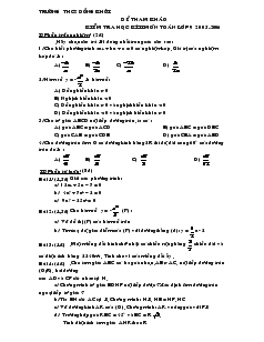 Đề kiểm tra Học kì II Toán 9 Trường THCS Đồng Khởi