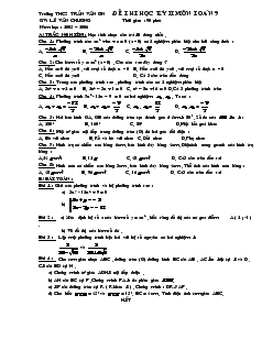 Đề kiểm tra Học kì II Toán 9 Trường THCS Trần Văn Ơn