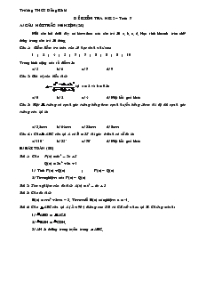 Đề kiểm tra học kỳ II môn: Toán Lớp 7 Trường THCS Đồng Khởi
