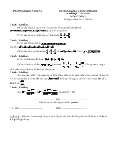 Đề thi giao lưu học sinh giỏi năm học: 2012 - 2013 môn: Toán 7
