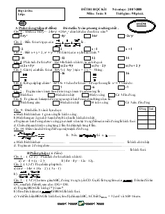Đề thi học kì I năm học: 2007-2008 môn: Toán 8